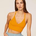 Rag and Bone  Soleil Ribbed Bra Crop Halter Top Cotton Marigold Orange-Yellow sz L Photo 4