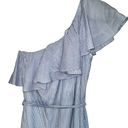 Banana Republic  Womens Cold Shoulder Poplin Ruffle Maxi Dress Blue White XS NWOT Photo 7