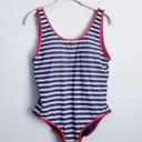 Vineyard Vines  Blue and White Striped Red Trimmed One Piece Swimsuit Photo 0