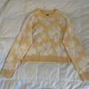 Divided Yellow Flower Knit Sweater Photo 1