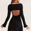 Oh Polly RENE Long Sleeve Asymmetric Hem Mini Dress in Black - Size US 8 Photo 2