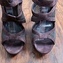 Fendi  • Suede & Mesh Cage Sandals platform chocolate brown leather Photo 2