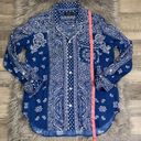 Polo NWT  Ralph Lauren button front bandana paisley print top shirt navy M Photo 6