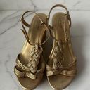 Kate Spade  Gold Leather Cork Wedge Sandals Size 9.5 Photo 0