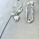 Anthropologie 18K Safety Pin Abstract Asymmetrical Chain Luxury Heart Love Earrings Photo 3