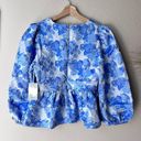 Tuckernuck  NEW Hyacinth House Blouse Blue Jacquard Puff Sleeve Eleanor Top Sz S Photo 7