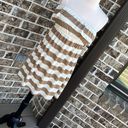 Xxi Off Shoulder Mini Dress Taupe Beige Stripe Knit Coverup Womens Small Photo 5