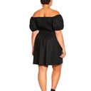 City Chic Sweet Paradise Puff Sleeve Off Shoulder Black Dress Photo 1