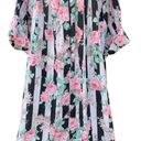 Anthony Richards Vintage 90s  House Dress Robe Stripes Floral Roses 1X Photo 0