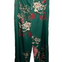 Lulus  Thriving Vibes Green Floral Print Satin Wide-Leg Pants size Medium Photo 0