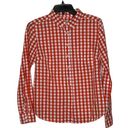 Daniel Cremieux  1/2 Button Shirt Size XS Orange White Gingham Check 100% Cotton Photo 0