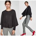 ZARA  W/B Collection Charcoal Poncho Cape Sweater Size Medium Photo 1