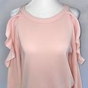 Central Park West New  Ruffle Trim Cold Shoulder Sweatshirt Blush Pink Photo 4