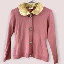 Tracy Reese  vintage vibes faux fur collar jeweled buttons women’s cardigan s Photo 5