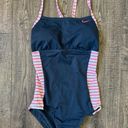 Nike  Laser Stripe Crossback One Piece Swimsuit Photo 3