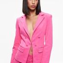 Alice + Olivia  Pink Mya Notch Collar Fitted Front Button Denim Blazer 14 Photo 0