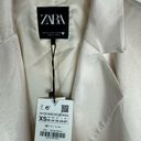 ZARA NWT  Satin Ruched Blazer Jacket Sz XS Champagne Ivory Blogger Fav Photo 6