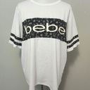 Bebe  Sport White & Black Mesh Logo Activewear Tee Size 1X Photo 0