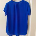 Pleione Dark Blue V Neck Blouse Photo 4