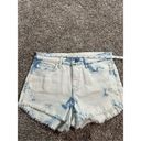 L'Agence L’agence Zoe Bleached Acid Wash Fringe Raw Hem Denim Jean Shorts 25 Blue White Photo 4