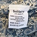 Solitaire  Women’s Sz L NEW Denim Floral Ruffle Eyelet Lace Cropped Shirt Jacket Photo 11