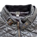 Poof! Poof Quilted Vest Deep Gray Faux Leather Quilted Knit Side Panel Pockets Small Photo 7