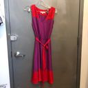 Loft  Red and Fuschia color block dress size 8 Photo 3