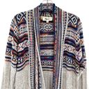 Harper Haptics Holly  Boho Multicolored Fringe Knit Long Cardigan Sweater Photo 7