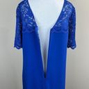 Badgley Mischka Belle  Dress 8 Blue Lace Short Sleeve Shift Mini Party‎ Womens Photo 5