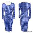 Bar III  Faux Wrap 3/4 Sleeve Bodycon Faux Wrap Knee Length Dress Blue Size Small Photo 1