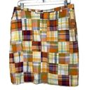 Pendleton  Skirt Womens 12 Orange Yellow Madras Plaid Patchwork Pencil Straight Photo 0