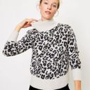 Loft  Leopard Animal Print Turtleneck Long Sleeve Pullover Sweater Beige - Size L Photo 5