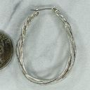 Twisted Silver Tone  Hoop Earrings Pierced Pair Photo 6