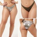 Good American  Stormy Foil Metallic Reversible Bikini Bottoms Size 2 M Medium NWT Photo 1