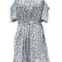 Isaac Mizrahi  TRUE DENIM Stripe & Dot Cold Shoulder Dress DARK INDIGO Size 16 Photo 0