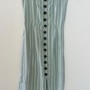 Trixxi Green White Striped Button Front Dress Photo 0