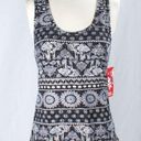 Hot Kiss Tribal Elephant Tank Top Size XL Juniors Black and White Photo 0