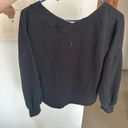 Nike  Yoga Black Luxe Fleece Long Sleeve V-Neckline Pullover Top Size xs Photo 5