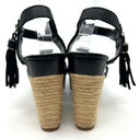 Ralph Lauren  Gwen Black Leather Ankle Strap Wedge Sandals Women's 9 US Photo 5