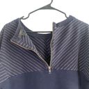 J.Crew  Navy Blue Striped Cozy Cotton Blend Pullover Sweatshirt Women Sz L Photo 2