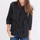 Madewell Silk Ruffle-Front Top Black Size L Photo 0