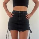 Vibrant Miu Black Grunge Denim Skirt Photo 0