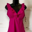 DKNY  Swimsuit Ladies Tankini top in ruffle Fiesta pink size large Photo 2