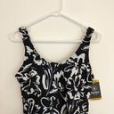 Hurley NEW NWT  Black White Floral Scoop Neck Low Back One Piece Swimsuit Medium Photo 2