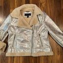 Tommy Hilfiger  jacket with crushed silver fabric and faux fur inside Photo 0