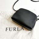 Furla  Boheme Logo Mini Crossbody Bag Black with Bubble Fox Fur Pom-Pom Keychain Photo 1