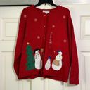 Croft & Barrow CROFT & BORROW NWT Red Christmas Cardigan w/ Snowmen Photo 0