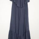 Elan  Blue Flounce Wide Leg Jumpsuit Strapless Ruffle Swim Cover Up Small NWT Photo 2