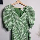 Cinq à Sept Cinq A Sept Dress Gia Plaid Puff Sleeve Green Midi Dress Size 6 Photo 3