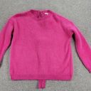 ee:some  Womens Back Tie Sweater Medium Pink Eyelash Faux Fur Ribbed Trim NEW Photo 0